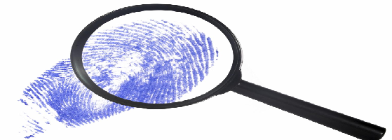 magnify glass and finger print